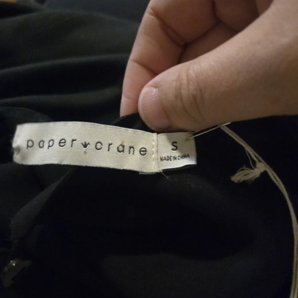 Paper Crane Black Floral Mesh Sleeve Tunic Dress S - Picture 10 of 10